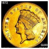 1872 $3 Gold Piece CHOICE BU