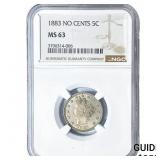1883 Liberty Victory Nickel NGC MS63 No Cents