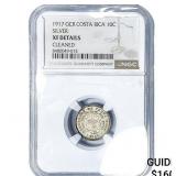 1917 Costa Rica Silver 10 Centavos NGC XF Details