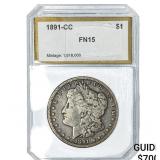 1891-CC Morgan Silver Dollar PCI FN15