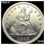1843-O Seated Liberty Quarter CHOICE BU