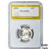 1936 Washington Silver Quarter PGA MS65