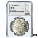 1921 Morgan Silver Dollar NGC MS64