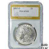 1897-O Morgan Silver Dollar PGA MS60