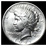 1921 Silver High Relief Peace Dollar CHOICE  AU