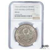 1953 S. Rhodesia Silver Crown NGC MS63