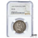 1856 Portugal Silver 500 Reis NGC VF25