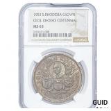 1953 S. Rhodesia Silver Crown NGC MS63