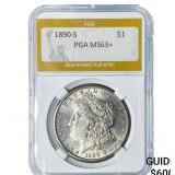 1890-S Morgan Silver Dollar PGA MS63+