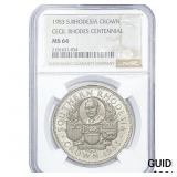 1953 S. Rhodesia Silver Crown NGC MS64