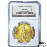 1908 $20 Gold Double Eagle NGC MS63 No Motto