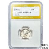 1943-D Mercury Silver Dime PGA MS67FB