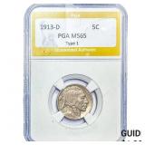 1913-D Buffalo Nickel PGA MS65 Type 1