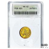 1928 $2.50 Gold Quarter Eagle ANACS MS62