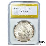 1880-S Morgan Silver Dollar PGA MS65