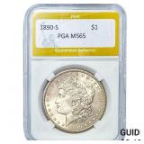 1890-S Morgan Silver Dollar PGA MS65