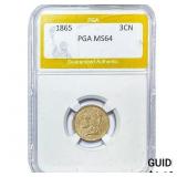 1865 Nickel Three Cent PGA MS64