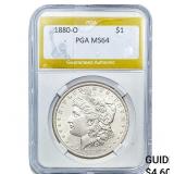 1880-O Morgan Silver Dollar PGA MS64