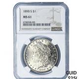 1890-S Morgan Silver Dollar NGC MS61