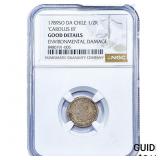 1789 Colonial Spain Silver 1/2 Real NGC G Details
