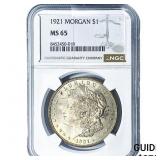 1921 Morgan Silver Dollar NGC MS65