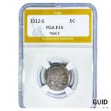 1913-S Buffalo Nickel PGA F15 Type 2