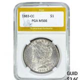 1883-CC Morgan Silver Dollar PGA MS66