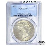 1934 Silver Peace Dollar PCGS MS62