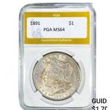 1891 Morgan Silver Dollar PGA MS64
