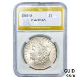 1885-O Morgan Silver Dollar PGA MS65