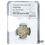 1924 Costa Rica Silver 25 Centavos NGC VF Details