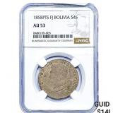 1858-PTS Bolivia Silver 4 Soles NGC AU53