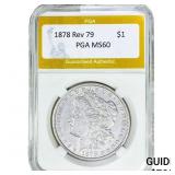 1878 Rev 79 Morgan Silver Dollar PGA MS60
