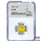 1852 $2.50 Gold Quarter Eagle NGC AU58