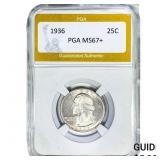 1936 Washington Silver Quarter PGA MS67+