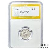 1887-S Seated Liberty Dime PGA MS65