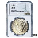 1922-S Silver Peace Dollar NGC MS62