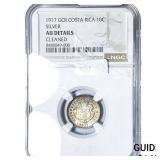 1917 Costa Rica Silver 10 Centavos NGC AU Details