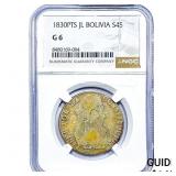 1830-PTS Bolivia Silver 4 Soles NGC G6