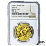1990 Gold 100Y China Panda Large Date 1oz NGC MS68