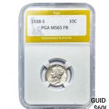 1938-S Mercury Silver Dime PGA MS65FB