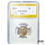 1913 Buffalo Nickel PGA MS66 Type 1