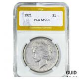 1921 Silver Peace Dollar PGA MS63