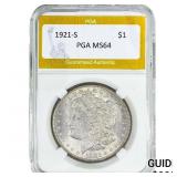 1921-S Morgan Silver Dollar PGA MS64