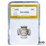 1942 Mercury Silver Dime PGA MS66