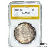 1883-CC Morgan Silver Dollar PGA MS65