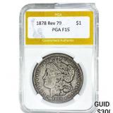 1878 Rev 79 Morgan Silver Dollar PGA F15