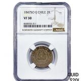 1847 Chile Silver 2 Reales NGC VF30