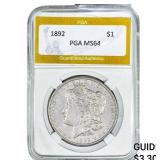 1892 Morgan Silver Dollar PGA MS64