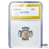1934-D Mercury Silver Dime PGA MS67